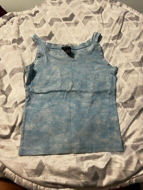 GAP Blue Tie-Dye Ribbed Tank Top